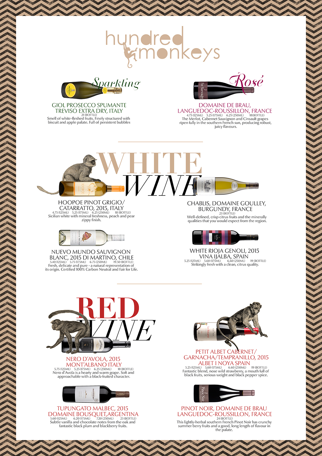 Menu Design by mrmrnjr for Hundred Monkeys | Design #16799531