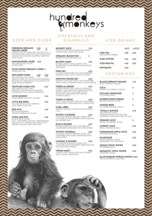 Design de Menu par mrmrnjr pour Hundred Monkeys | Design : #16830384