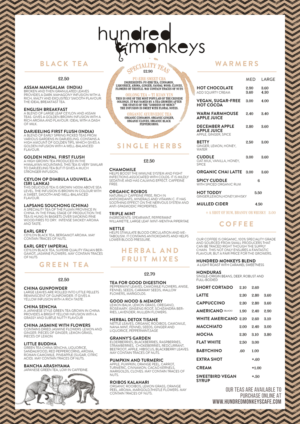 Design de Menu par mrmrnjr pour Hundred Monkeys | Design : #16830385