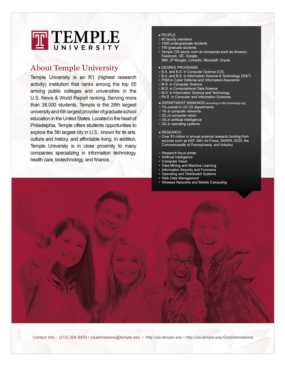 Flyer Design by MasterMind for Temple University | Design #16695683