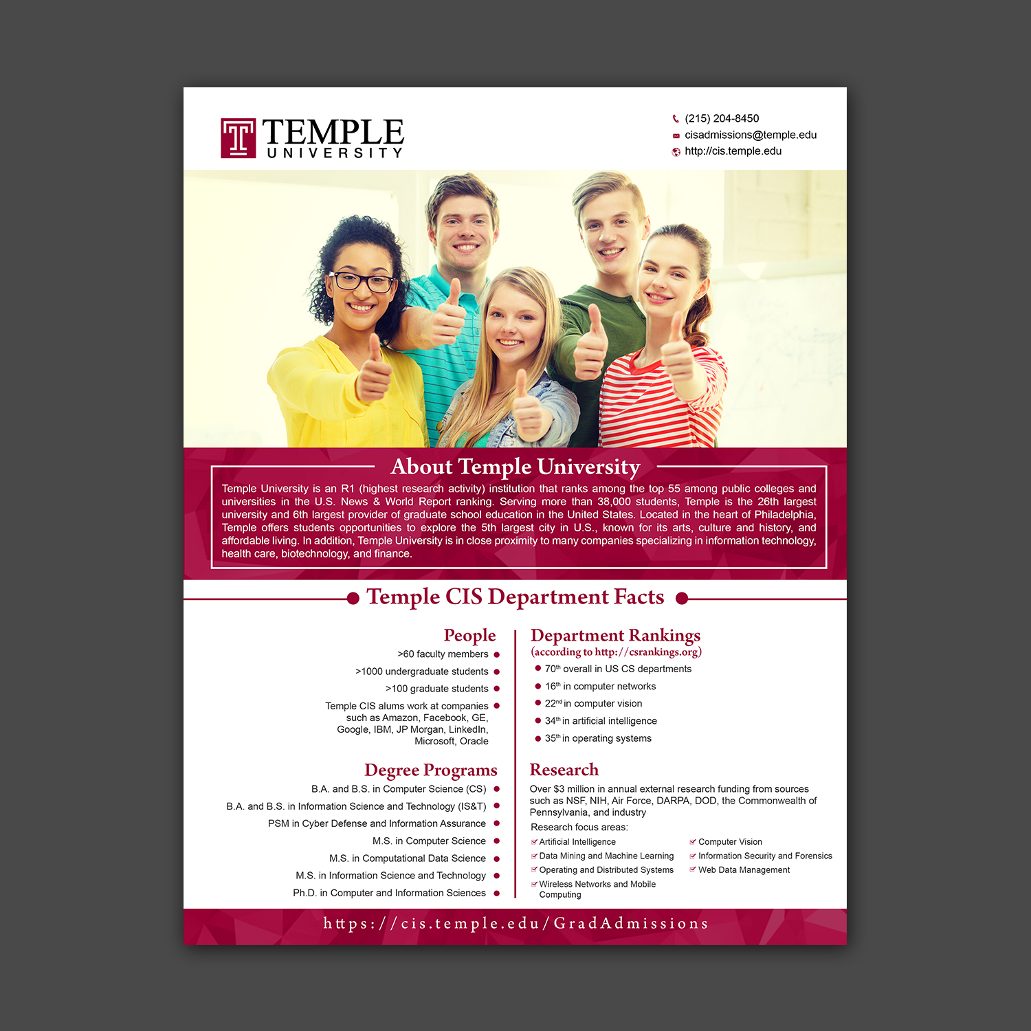 Flyer Design by aspiremedia for Temple University | Design #16695126