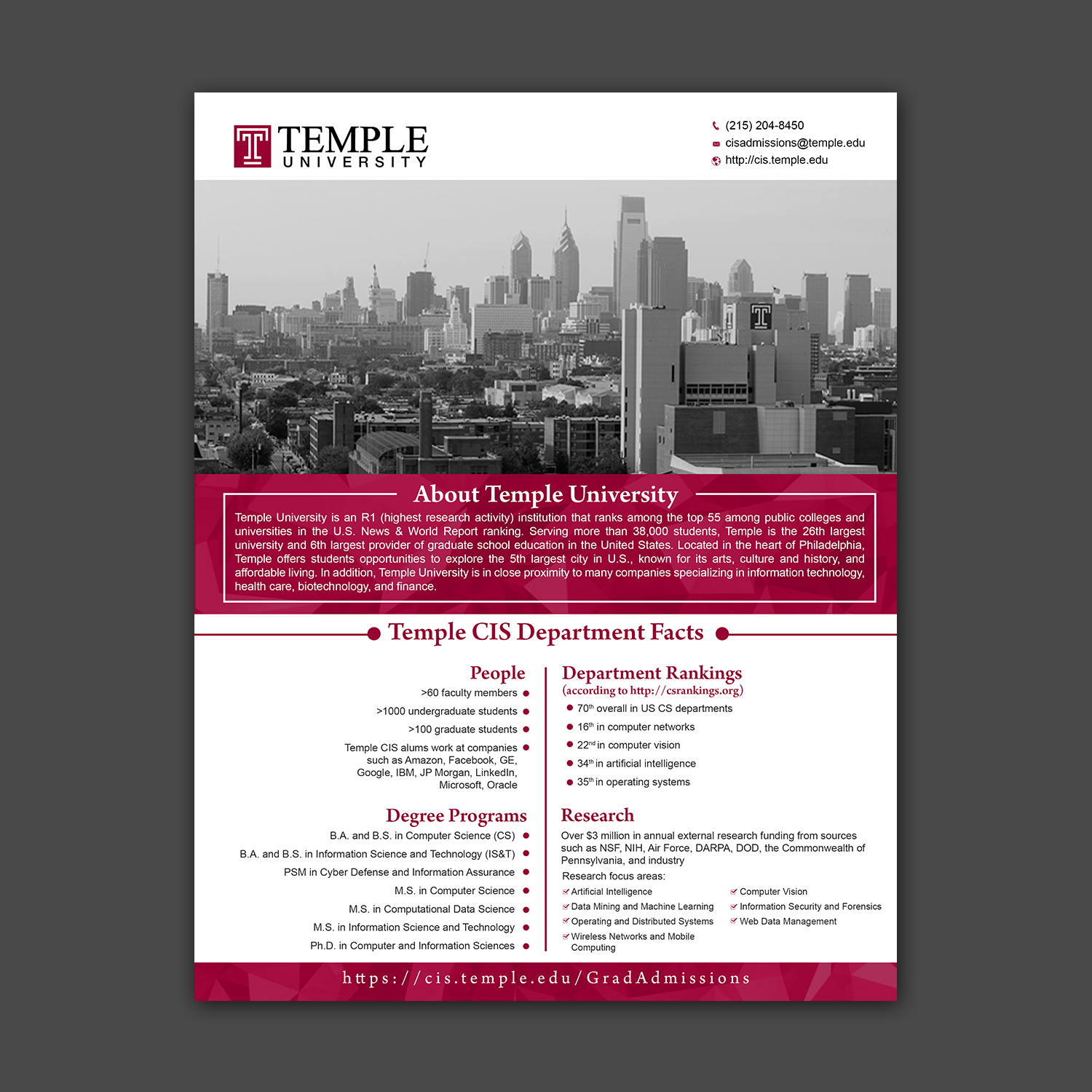 Flyer Design by aspiremedia for Temple University | Design #16695127