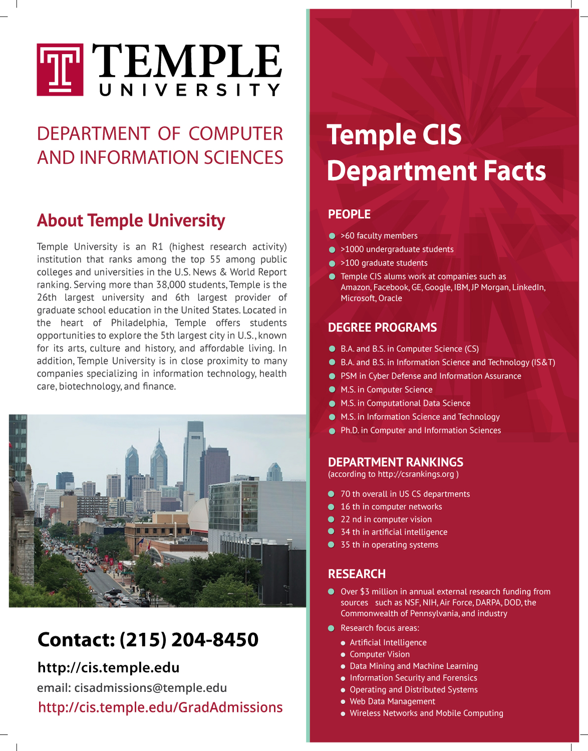 Flyer Design by meet007 for Temple University | Design #16716363