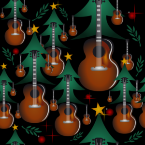 Guitar Themed Holiday Wrapping Paper Design | Graphic Design by design.bb