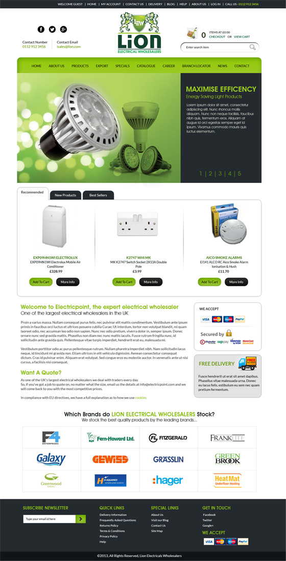 WordPress-Design von Expert Designer für Lion Electrical Wholeslalers Ltd | Design #2739028