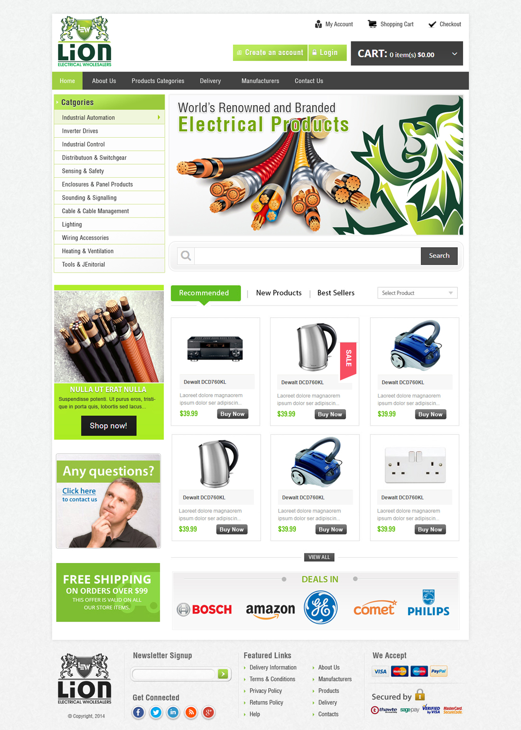 Wordpress Design by webxvision for Lion Electrical Wholeslalers Ltd | Design #2751335