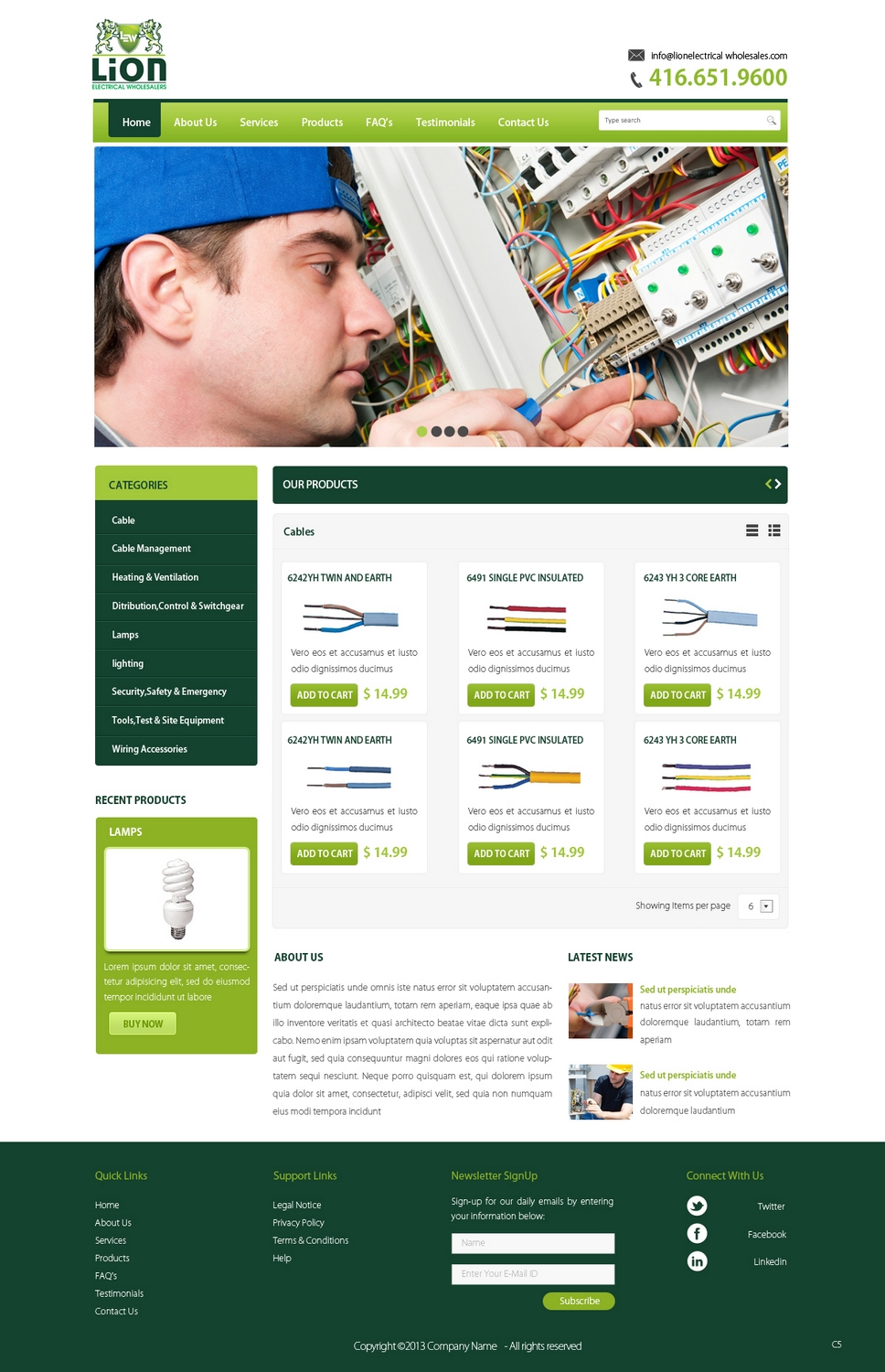 Wordpress Design by pb for Lion Electrical Wholeslalers Ltd | Design #2673692