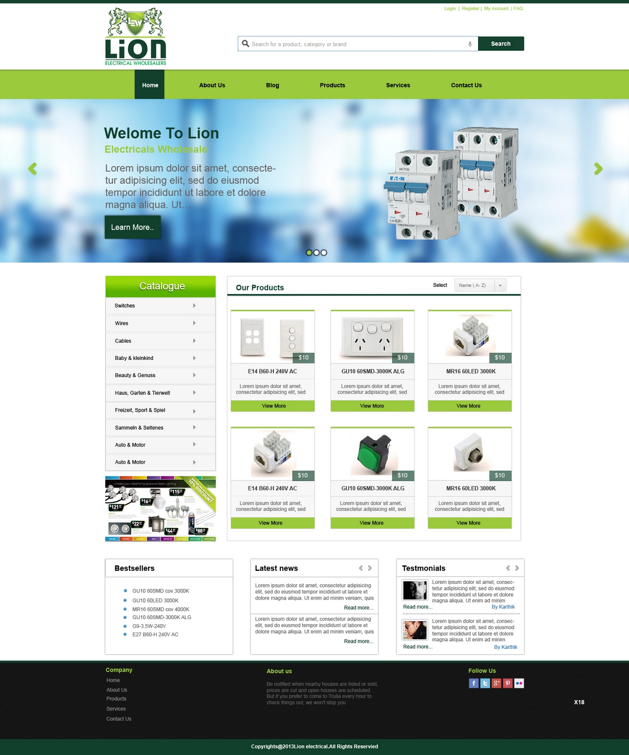 Wordpress Design by pb for Lion Electrical Wholeslalers Ltd | Design #2682716