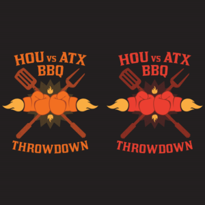 Houston vs. Austin BBQ Throwdown! | T-shirt Design by FranB