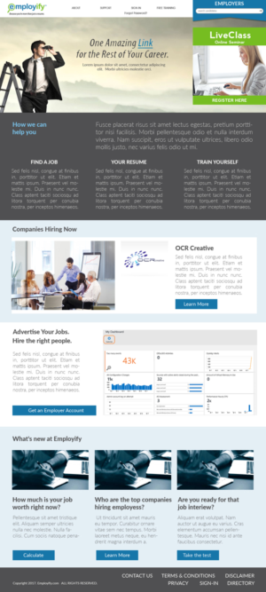 Simple, Elegant, Clean Homepage Design For Employify.com - for job seekers. | Web Design par Javelin Studio