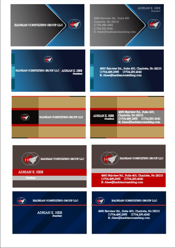 Business Card Design by hema dhawan for Hadrian Consulting Group LLC | Design #2693410
