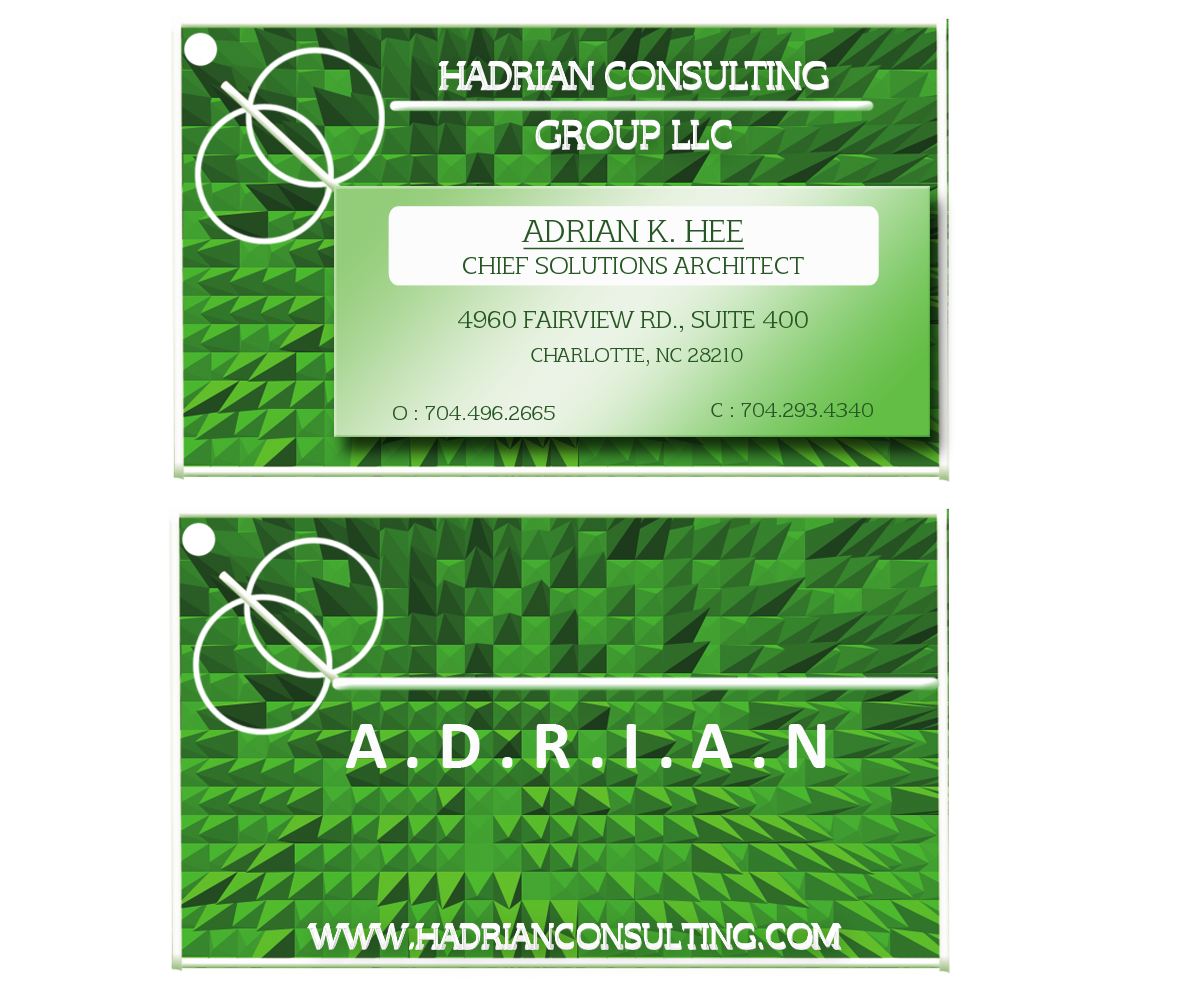 Business Card Design by franzouie19 for Hadrian Consulting Group LLC | Design #2698677