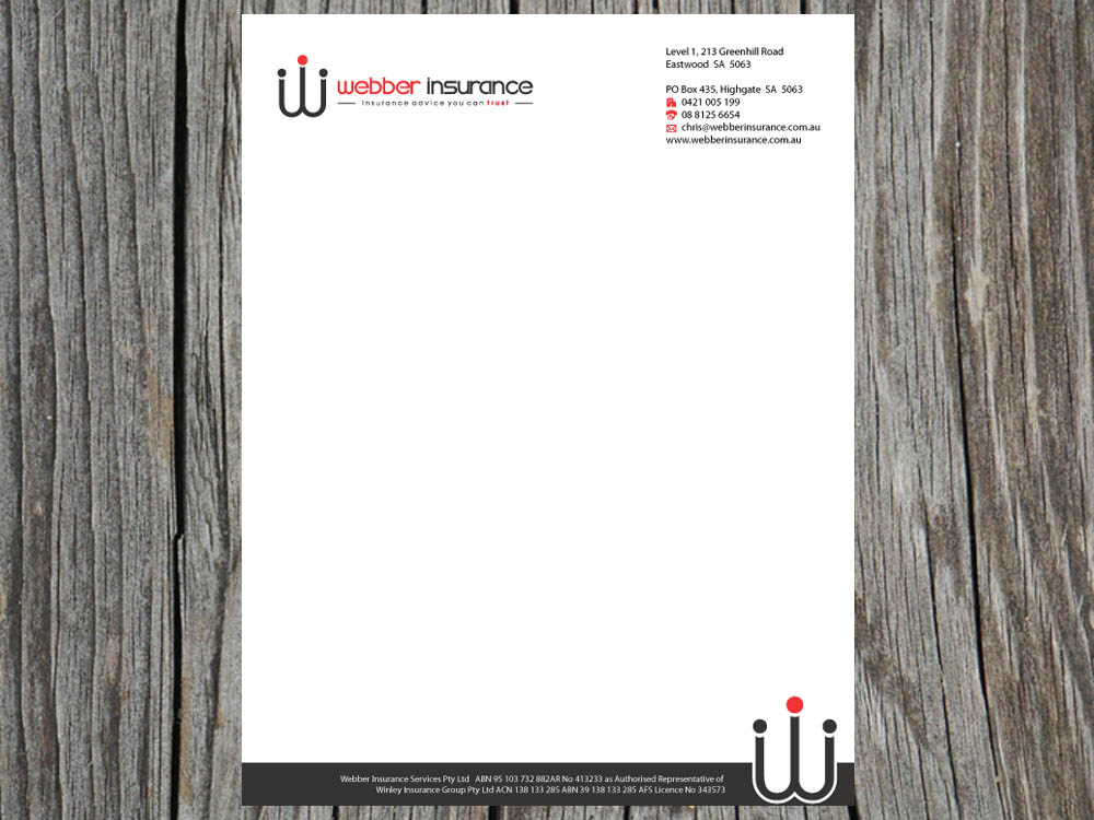 Briefkopf-Design von Priyo Subarkah für Webber Insurance Services | Design #613922