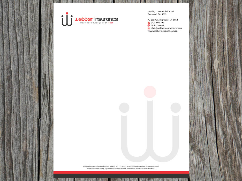 Letterhead Design by Priyo Subarkah for Webber Insurance Services | Design #614153