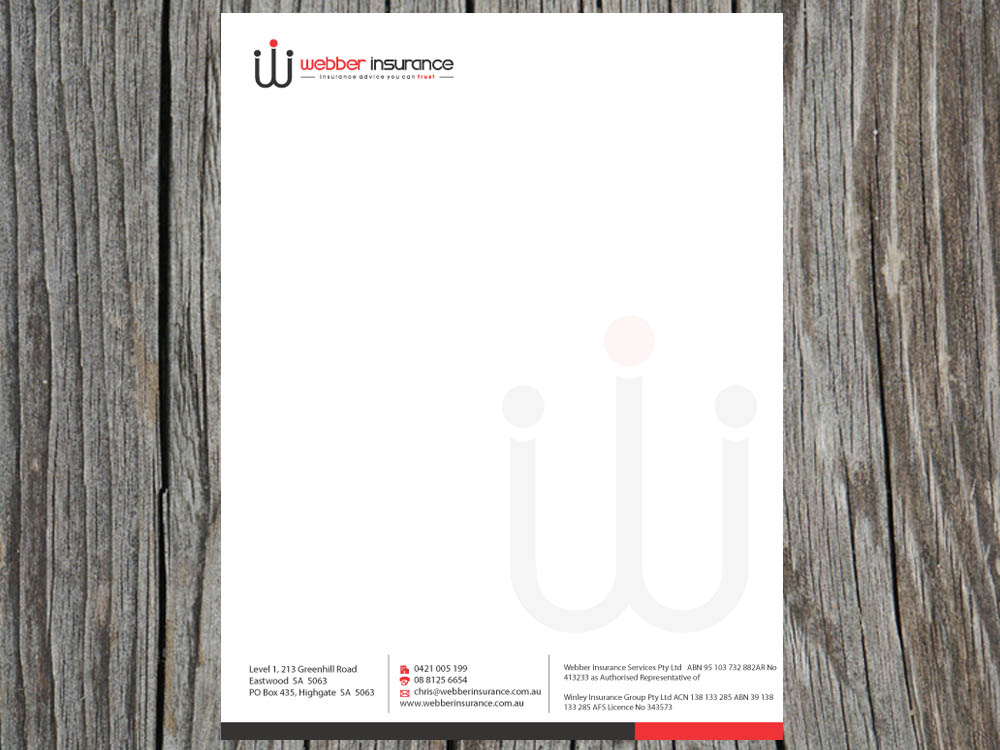 Letterhead Design by Priyo Subarkah for Webber Insurance Services | Design #614196