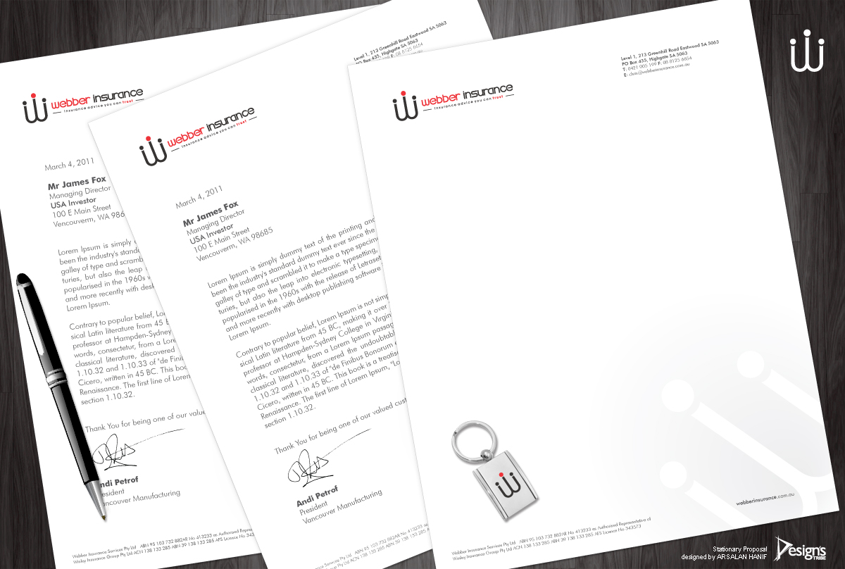 Letterhead Design by DesignsTRIBE for Webber Insurance Services | Design #616102