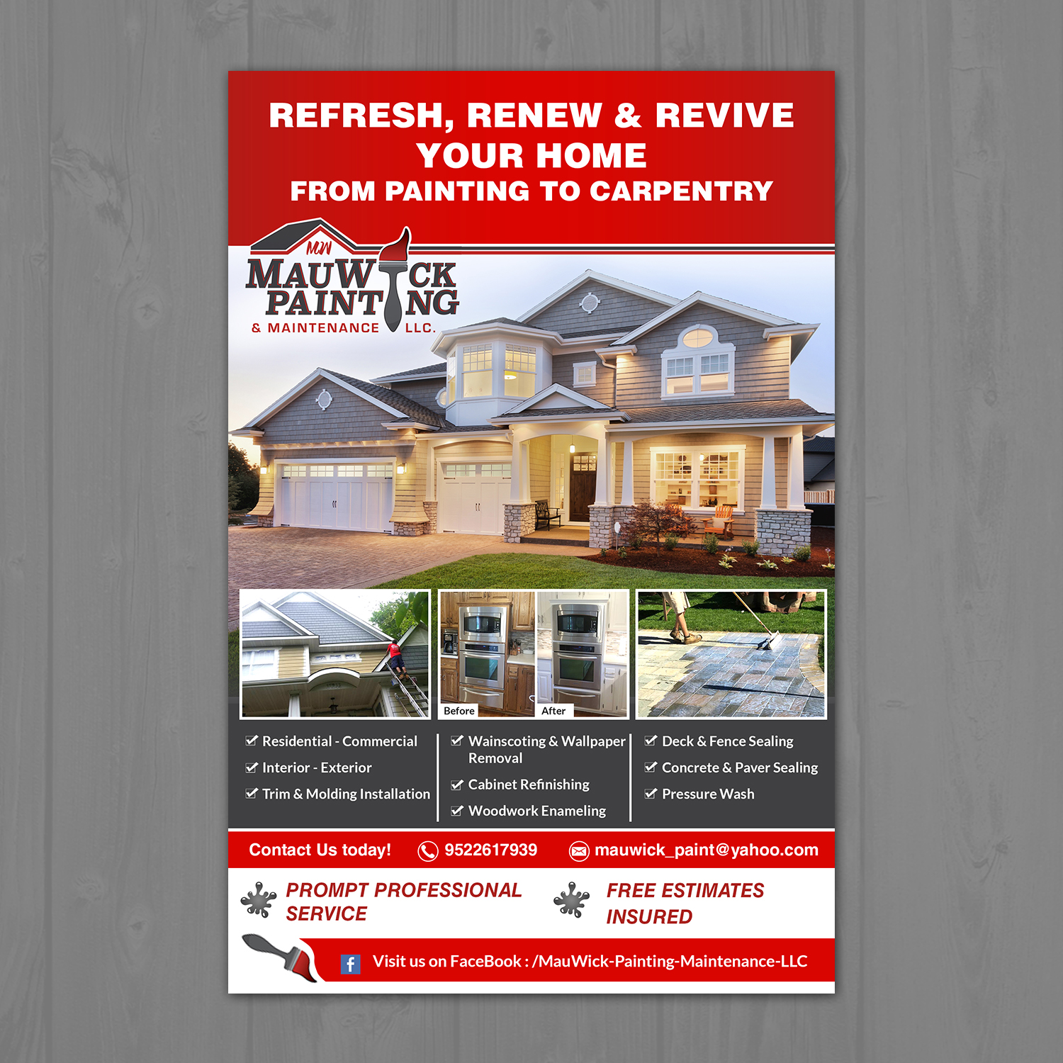 Design de Flyer par aspiremedia pour MauWick Pating & Maintenance LLC | Design #17063304