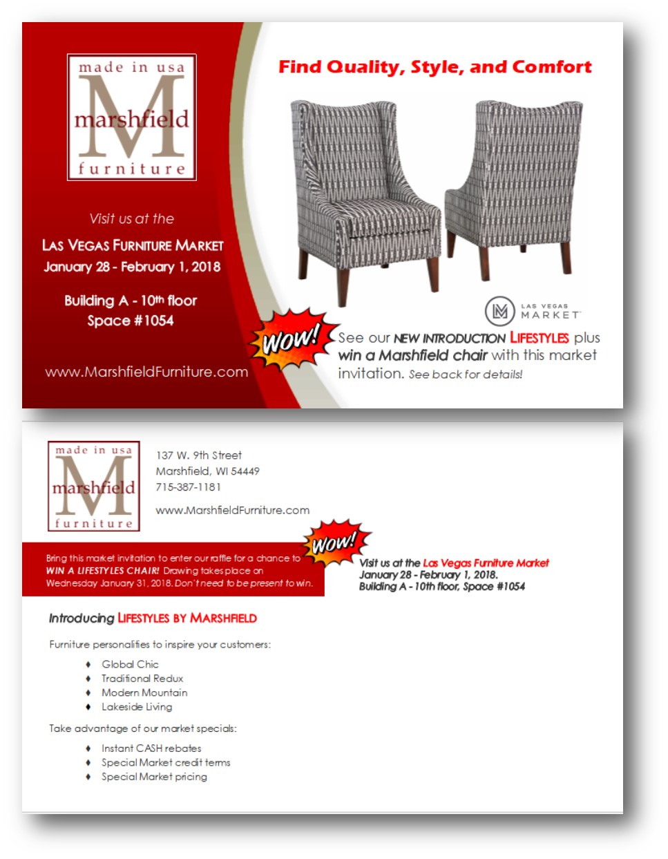 Postcard Design by citygirl17 for Marshfield Furniture | Design #16814401