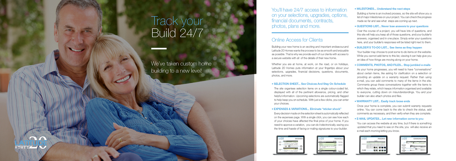 Brochure Design by em.design for Latitude 20 Homes | Design #19048537