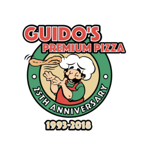 Guido's Premium Pizza   1993-2018 25th Anniversary | Logo Design by Artur Zherdetskii