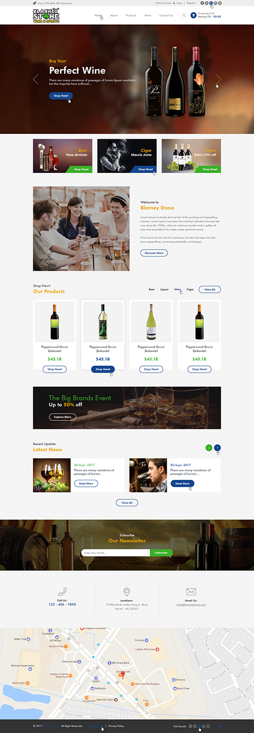 Web Design by Ved Web Services for Blarney Stone Wine & Spirits | Design #16906103