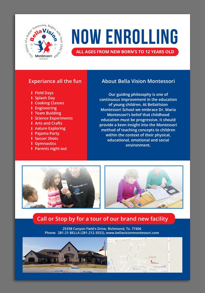 Flyer Design by AbyJohns for BellaVision Montessori | Design #16931792