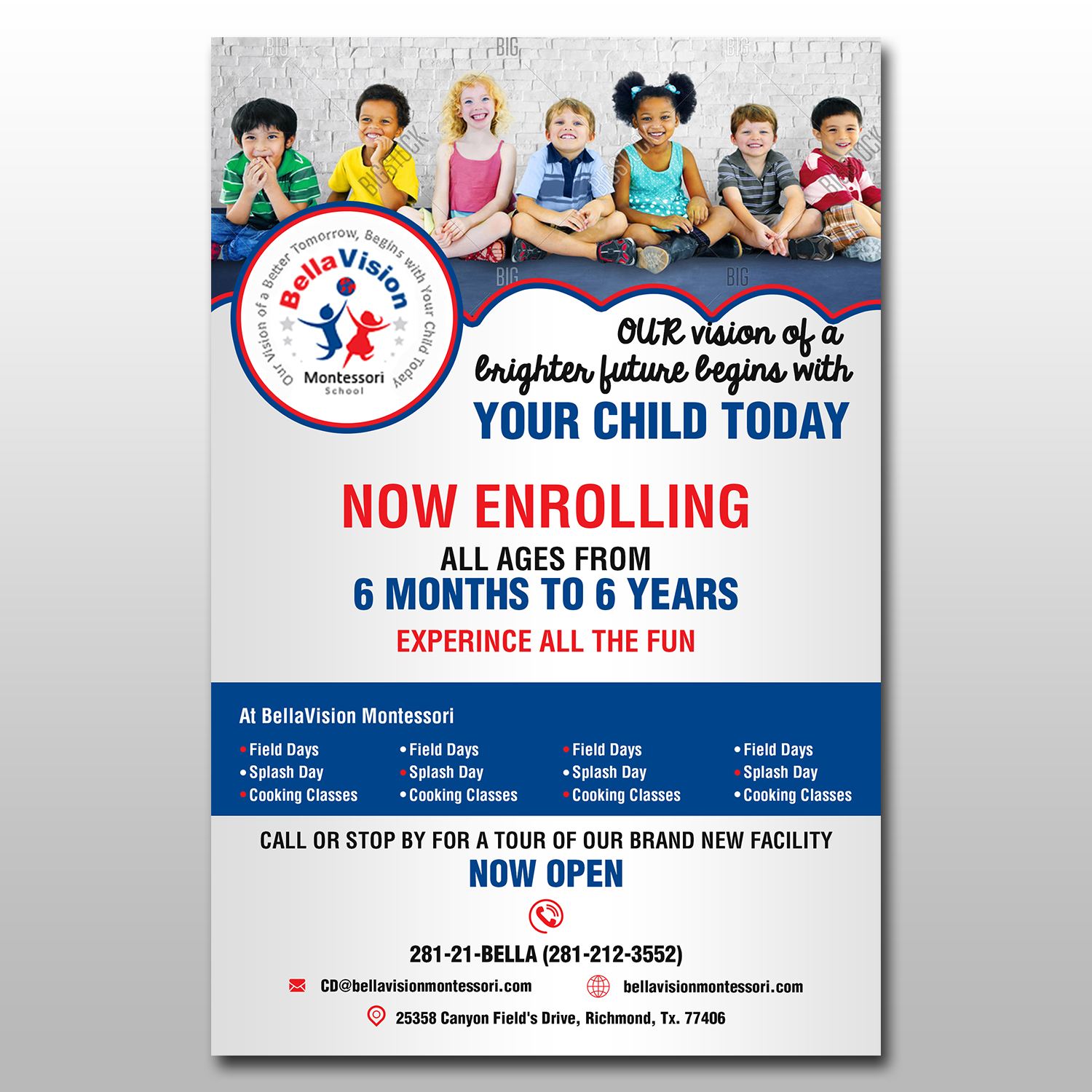 Flyer Design by debdesign for BellaVision Montessori | Design #16936883
