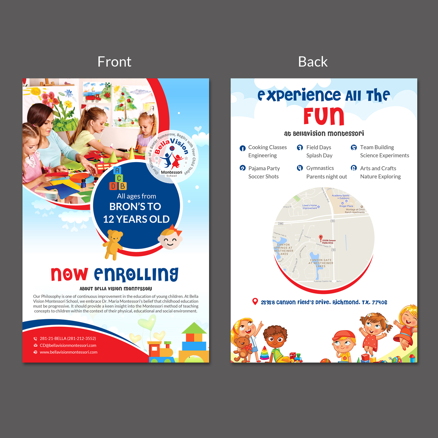 elegant playful childcare flyer design for bellavision montessori child care flyers