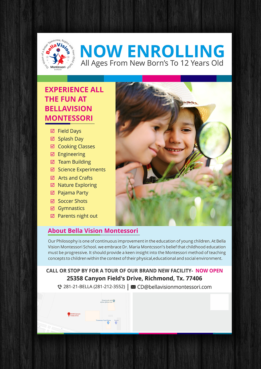 Flyer Design by ecorokerz for BellaVision Montessori | Design #16932240