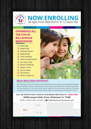 Flyer Design by ecorokerz for BellaVision Montessori | Design: #16932240