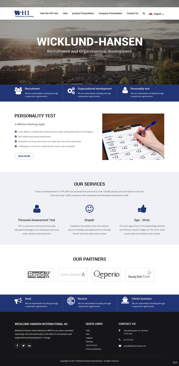 Diseño Web por pb para Wicklund Hansen International | Diseño #16974270