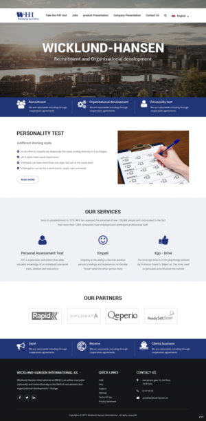 Web Design par pb pour Wicklund Hansen International | Design : #16974270