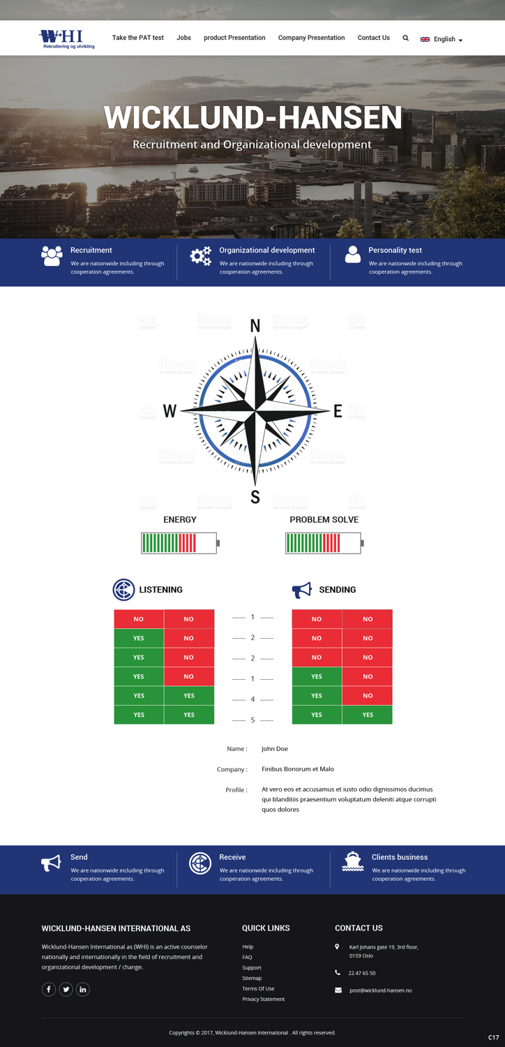 Web Design by pb for Wicklund Hansen International | Design #16986474