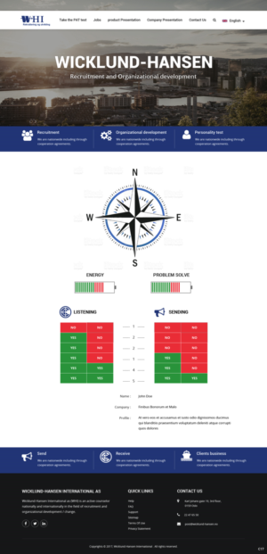 Web Design par pb pour Wicklund Hansen International | Design : #16986474
