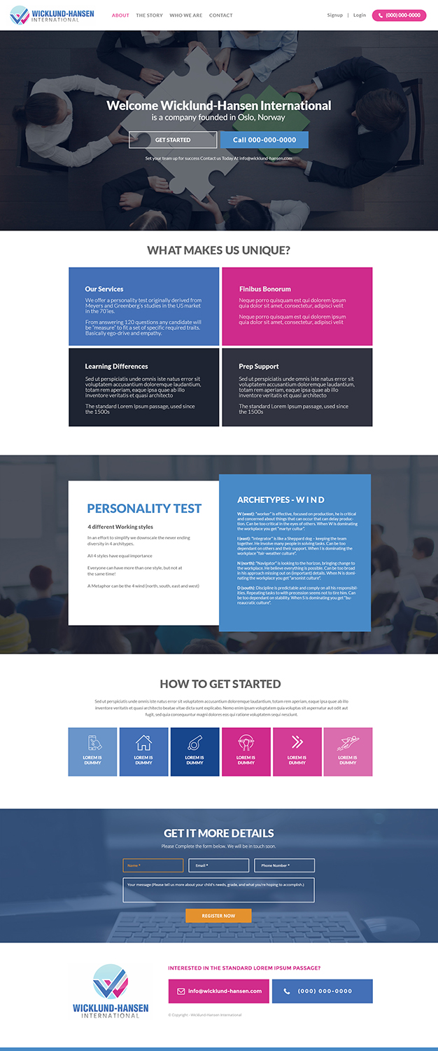 Web Design by lemosys infotech for Wicklund Hansen International | Design #16966755