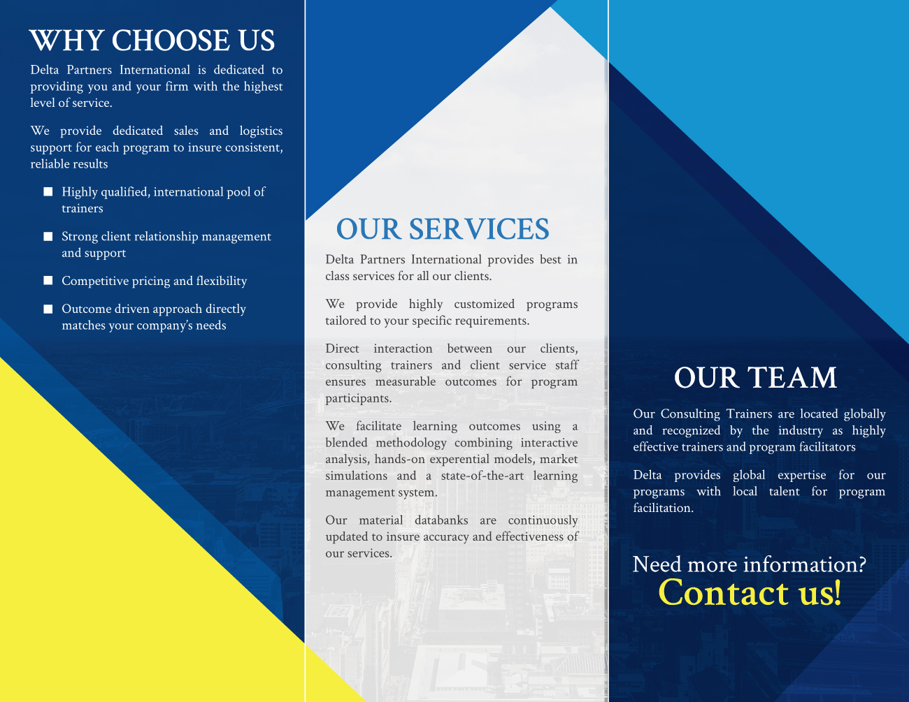 Brochure Design by Dexter Solutions for Delta Partners International | Design #16975902