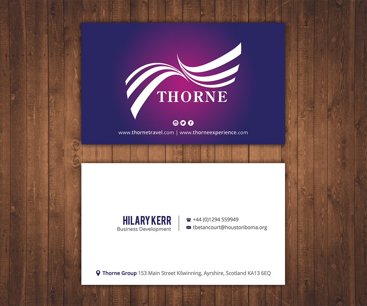 Business Card Design by Stylez Designz for Thorne Experience | Design #17108373