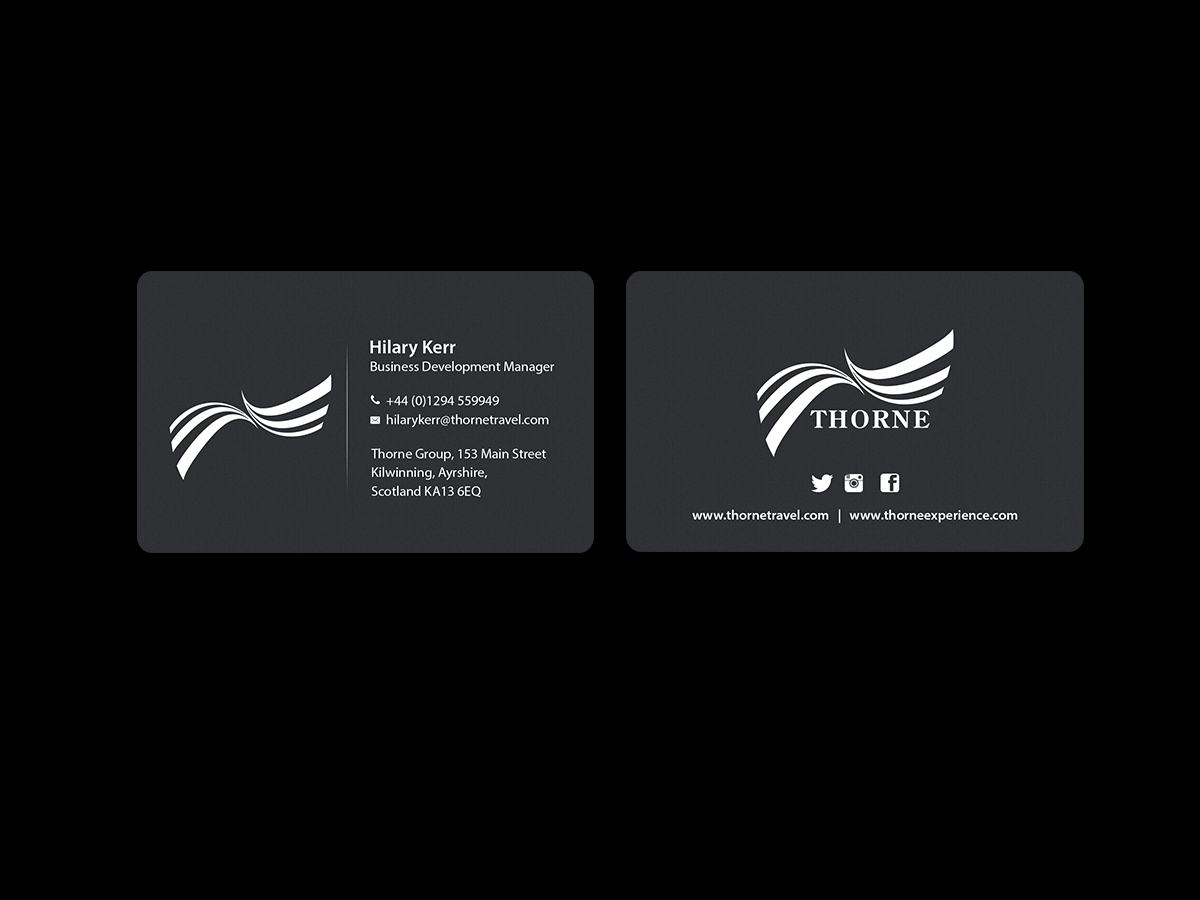 Business Card Design by Creations Box 2015 for Thorne Experience | Design #16962019