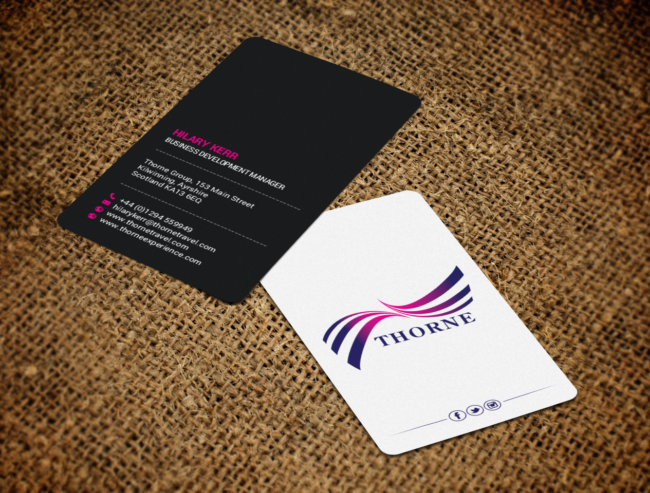 Diseño de Tarjeta de Presentación por chandrayaan.creative para Thorne Experience | Diseño #16957678