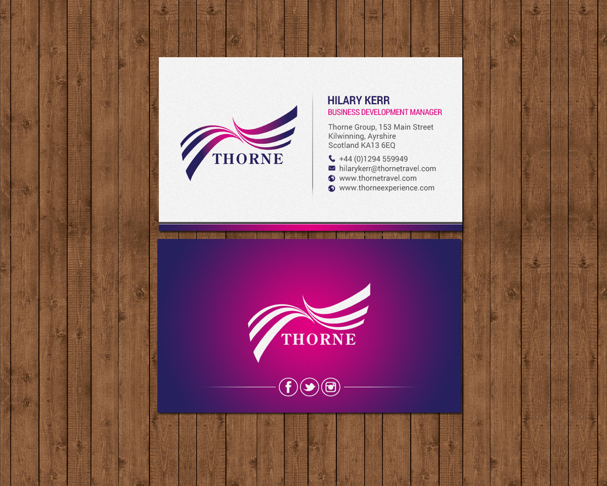 Business Card Design by chandrayaan.creative for Thorne Experience | Design #16961239