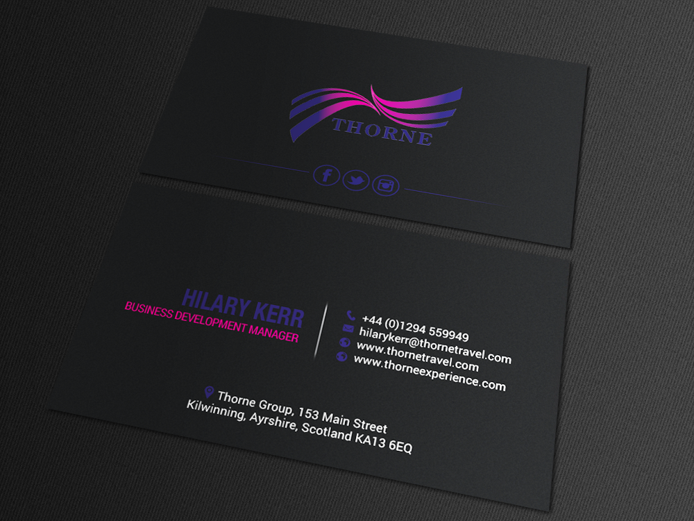 Business Card Design by chandrayaan.creative for Thorne Experience | Design #16961240