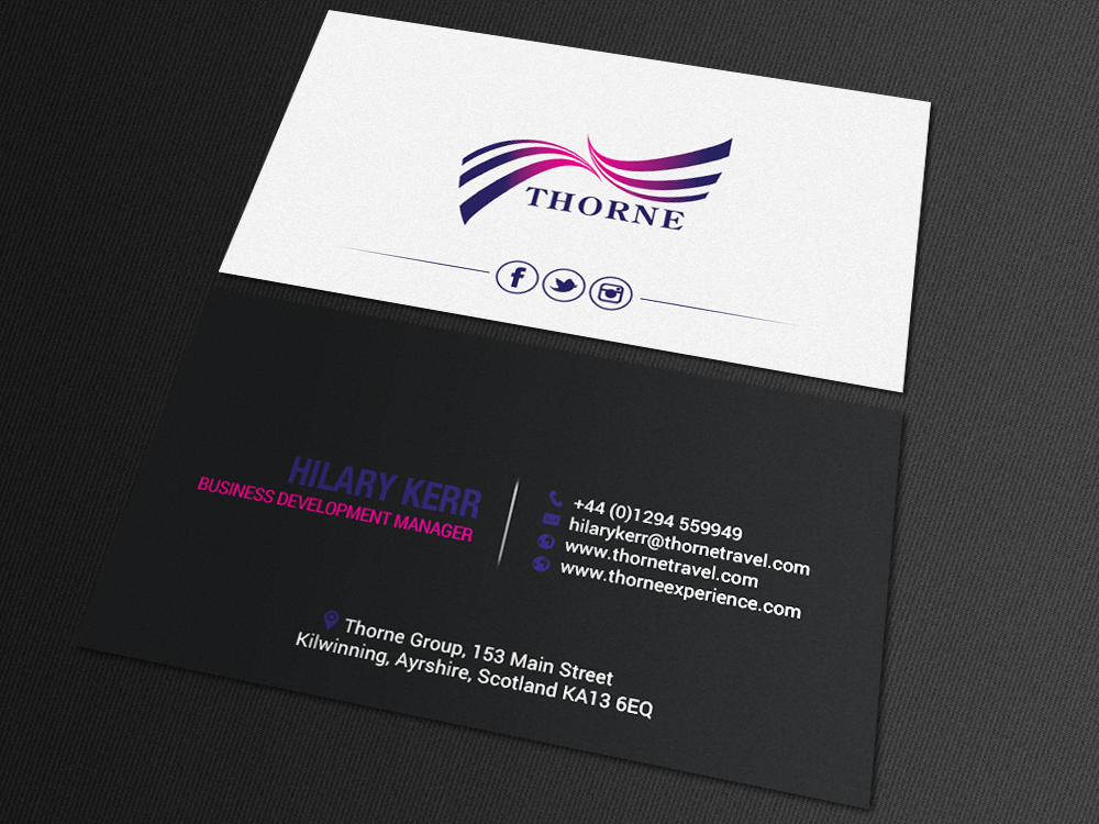 Business Card Design by chandrayaan.creative for Thorne Experience | Design #16961241