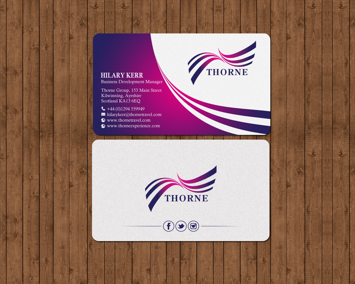 Business Card Design by chandrayaan.creative for Thorne Experience | Design #16961270