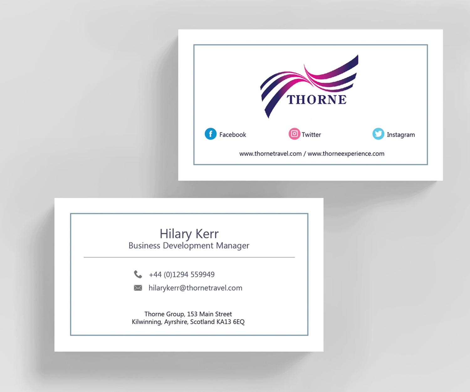 Business Card Design by M6G for Thorne Experience | Design #16970422