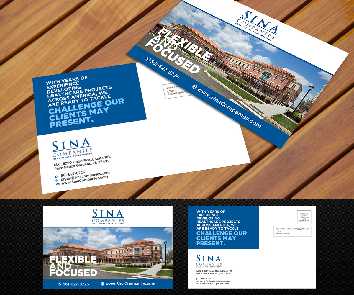 Postkarten-Design von Designers Hub für Sina Companies LLC | Design #16961944