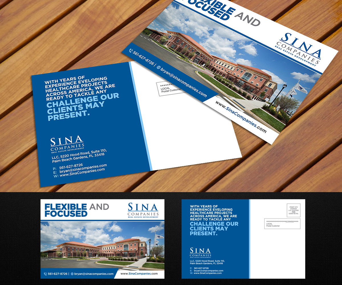 Postkarten-Design von Designers Hub für Sina Companies LLC | Design #16974532
