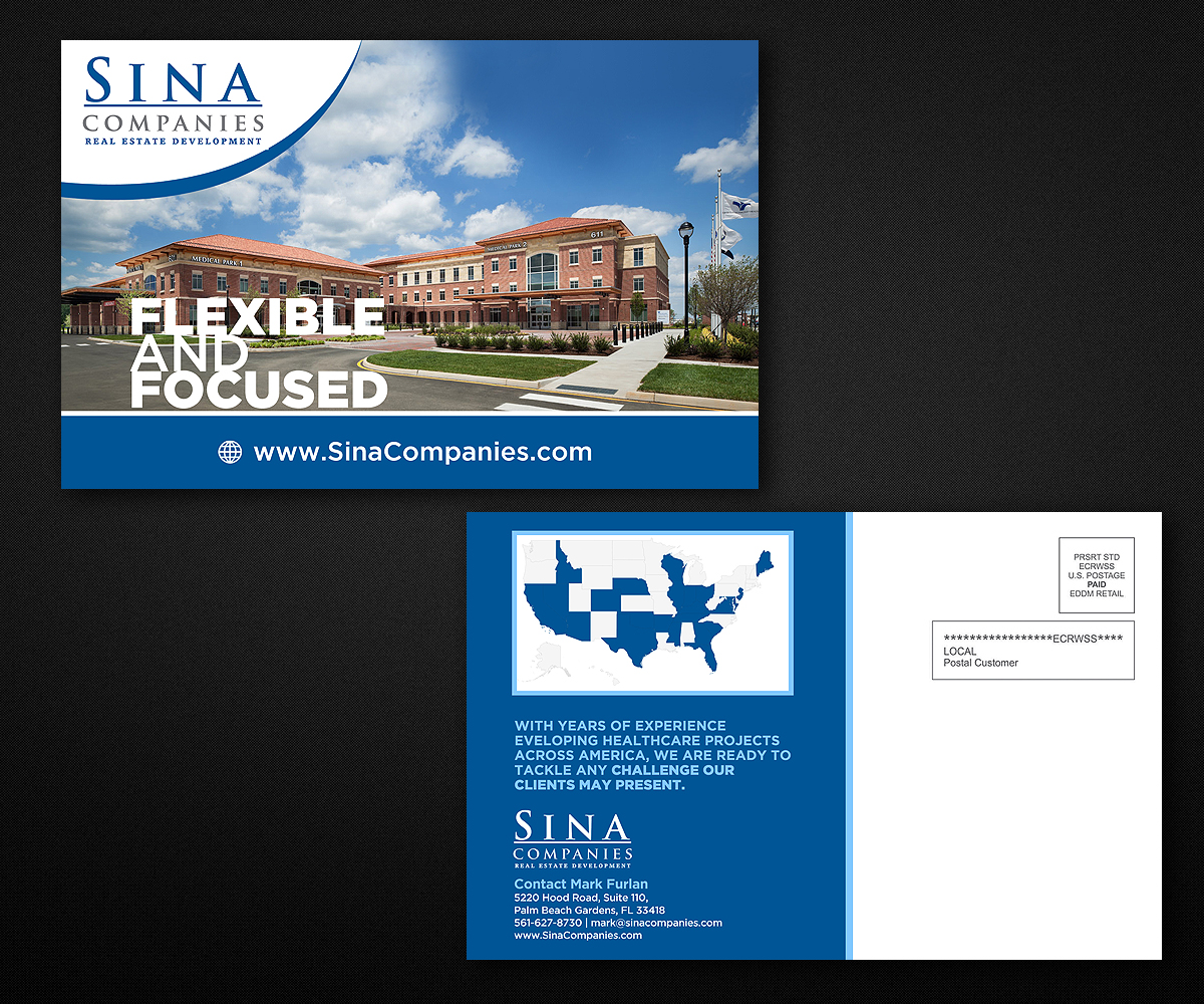 Postkarten-Design von Designers Hub für Sina Companies LLC | Design #17091739