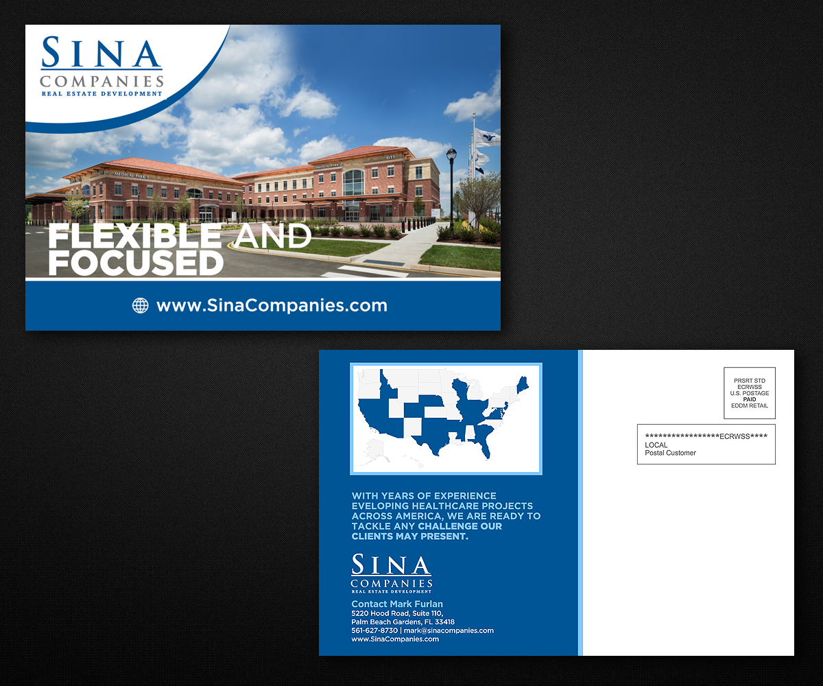 Postkarten-Design von Designers Hub für Sina Companies LLC | Design #17091756