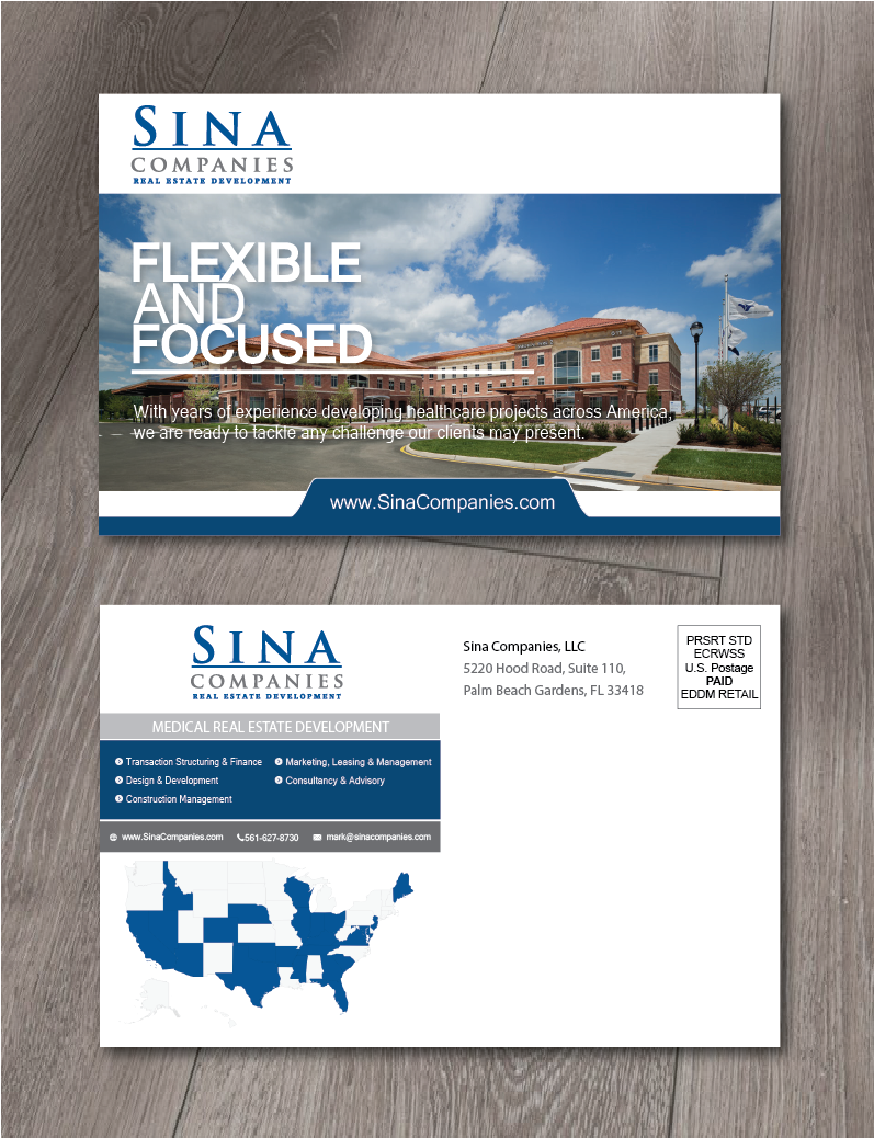 Postcard Design by alex989 for Sina Companies LLC | Design #17016231