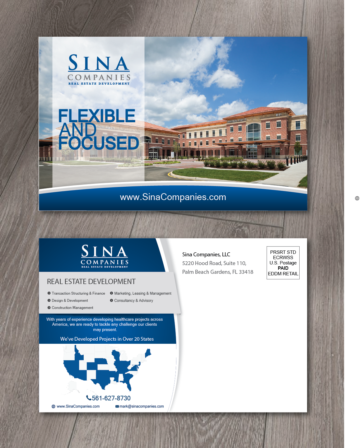 Postcard Design by alex989 for Sina Companies LLC | Design #17115258